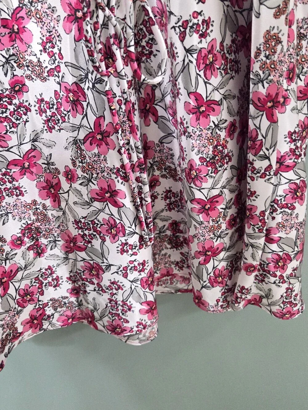 Adonna Pink Floral Lingerie‎ Night Gown Womens Size Medium Babydoll Ruffle